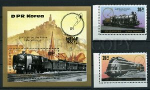 030809 KOREA NORTH 1984 TRAINS set of 2 stamps +S/S #30809