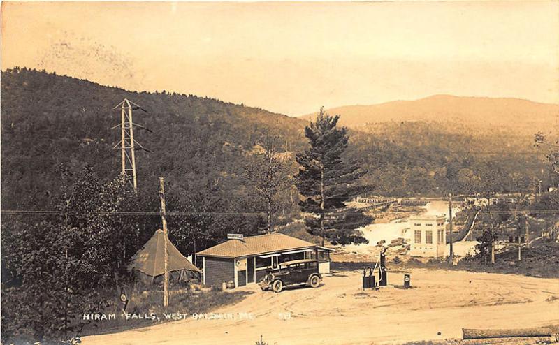 West Baldwin Hiram Falls Gas Station Drive-in Restaurant RPPC Postcard 