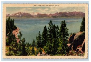 1938 Lake Tahoe From The Nevada Shore Truckee California CA Vintage Postcard