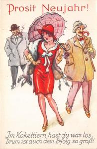 BG8746 women sexy comic   neujahr new year greetings germany