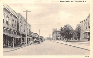 Jacksonville  North Carolina Main Street B/W Lithograph Vintage Postcard U4724