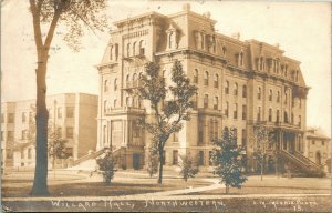 Vtg Postcard RPPC 1910 Willard Hall Northwestern University Evanston Illinois