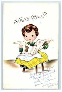 c1940's Eggnog Recipe Christmas Little Boy Brownstown Indiana IN Postcard