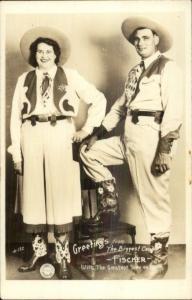 Circus Freaks Biggest Couple on Earth Fischer Greatest Show on Earth RPPC