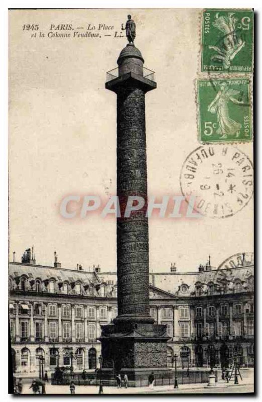 Old Postcard Paris Place Vendome and the column