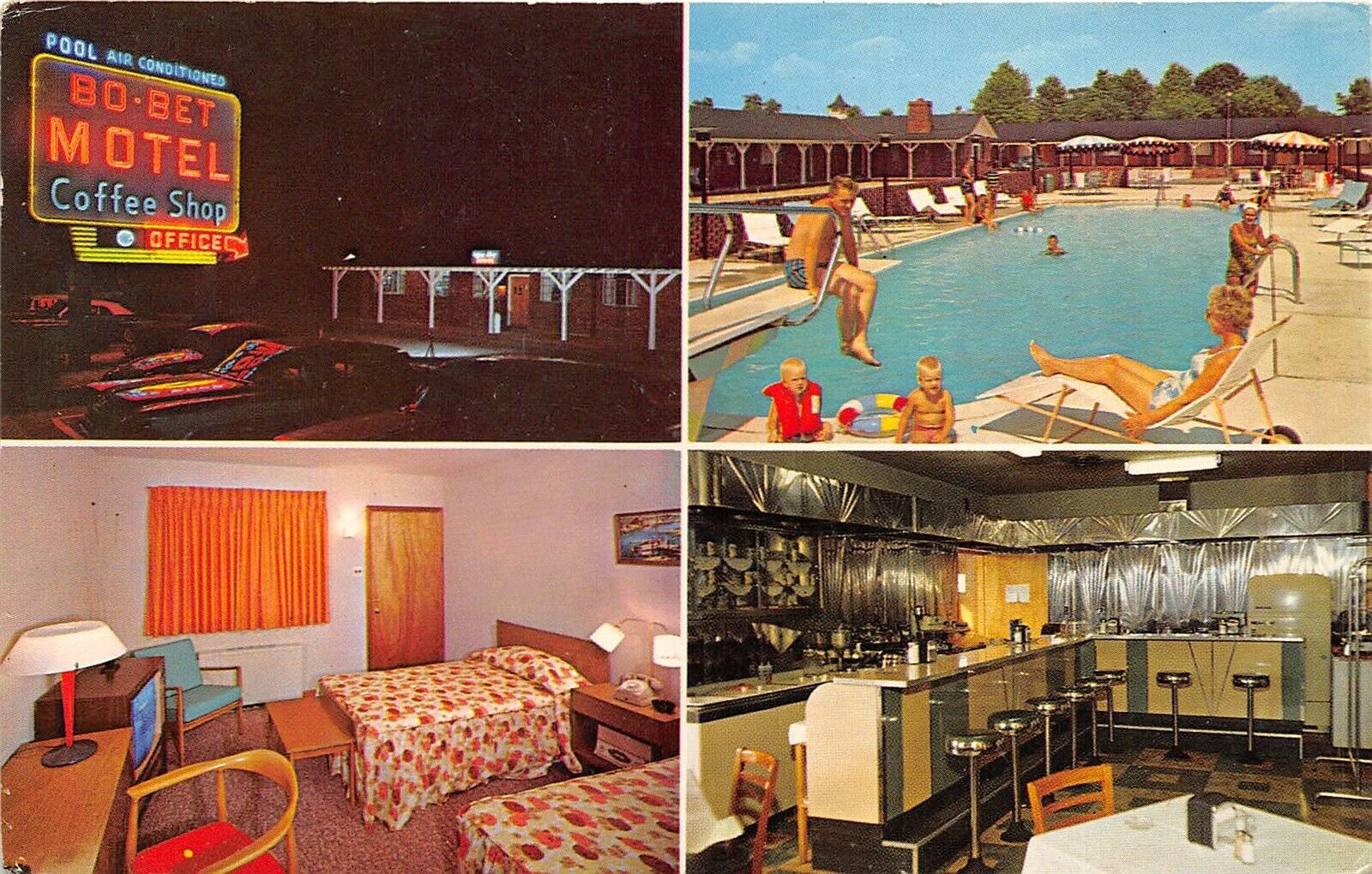 Mount Ephraim New Jersey 1960s Postcard BoBet Motel & Coffee Shop Pool