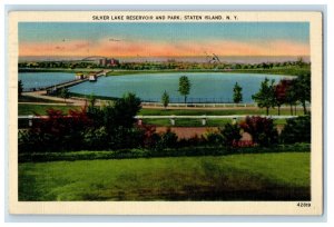 1938 View Of Silver Lake Reservoir And Park Staten Island New York NY Postcard
