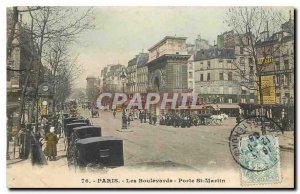 CARTE Postale Old Paris Boulevards the Porte St Martin