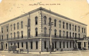 Eau Claire Wisconsin 1910 Postcard Galloway Hotel