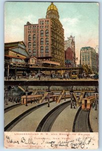 New York City New York NY Postcard Underground RR Brooklyn Bridge Terminal 1906
