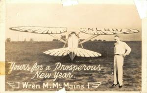 Captain Wren McMains~Airplane Pilot~New Year Greet~Killed Crash 1959~1940 RPPC 