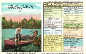 Vintage Postcard Busy Persons Easy Correspondence Card Time Savers Boating