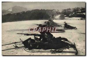 Postcard Modern Army battery skis machine guns Section