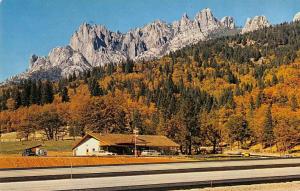 Castle Crags California Mountain Summit Street View Vintage Postcard K27900