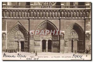 Postcard Old Paris Notre Dame Facade Portals