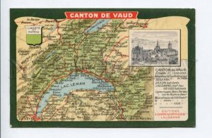 424227 SWITZERLAND Canton de Vaud MAP Vintage postcard
