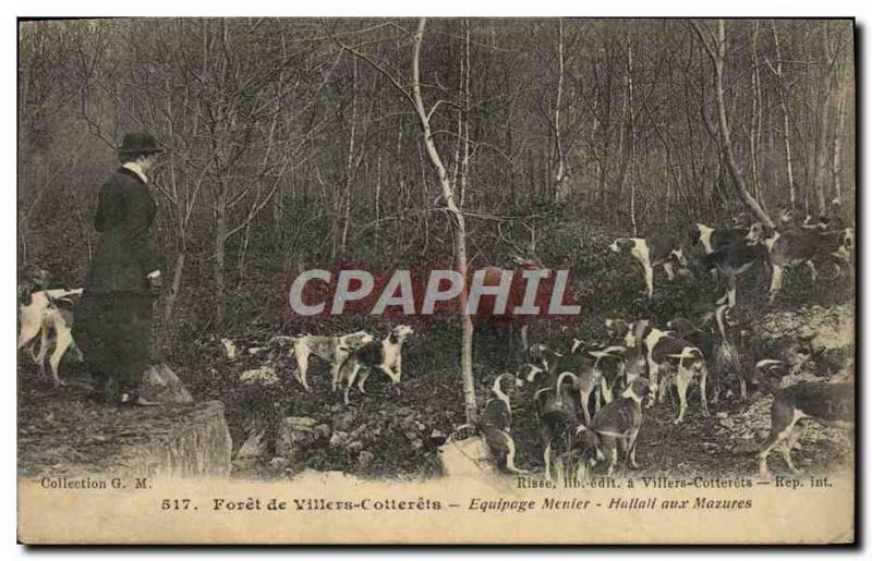 Old Postcard Foret De Villers Cottereis Crew Menier Hallali At Mazures Huntin...