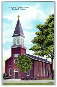 c1960's St. Joseph Catholic Church Scene Kentland Indiana IN Unposted Postcard 