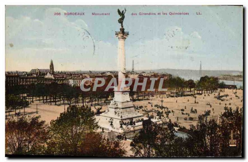 Postcard Old Bordeaux Girondins Monument and Inconjunctions