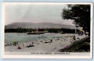 Vancouver British Columbia Canada Postcard English Bay Beach 1949 RPPC Photo