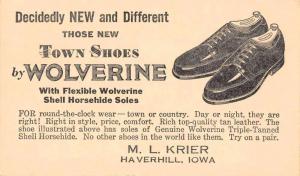 Haverhill Iowa Town Shoes by Wolverine Advertising Antique Postcard J65262