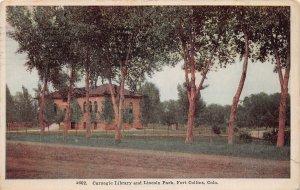 J79/ Fort Collins Colorado Postcard c1910 Carnegie Library Lincoln Park 271