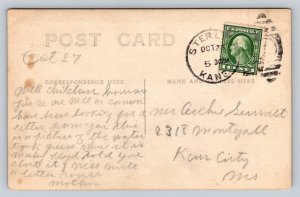 RPPC  1914  Water Tower   Sterling  Kansas   Postcard