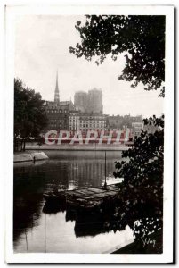 Modern Postcard Paris Strolling L & # 39Ile Saint Louis Notre Dame boat Peniche