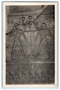c1920s Luxor Temple Two Gods Of The Nile Hieroglyphs View Egypt RPPC Postcard