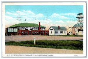 North Platte Nebraska NE Postcard U.S. Airplane Landing Field And Hangar 1933