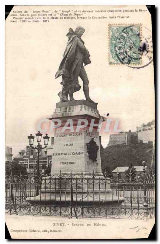 Old Postcard Givet Statue Memul