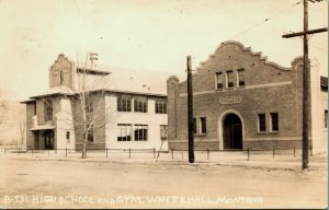 RPPC High School Whitehall Montana Real Photo Postcard Cecil C Nixon Butte 1944