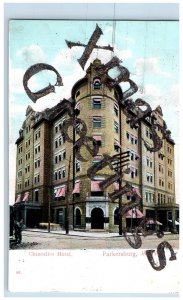 Parkersburg West Virginia Postcard Chancellor Hotel Xmas Greetings Glitter 1910