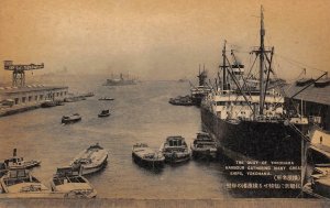 The Quay of YOKOHAMA HARBOUR Ships At Pier JAPAN ca 1910s Vintage Postcard