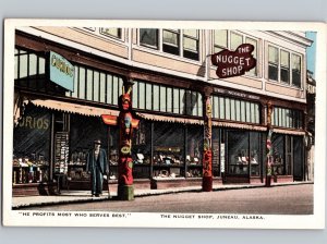 c1910 Nugget Shop Juneau Alaska AK Totem Poles Storefront Postcard
