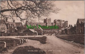 Northumberland Postcard - Bamburgh Castle and Village  RS36987