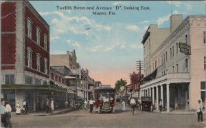 Postcard Twelfth Street and Avenue D Looking East Miami FL