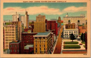 Vintage Fourth Street Looking Towards Ohio River Louisville Kentucky KY Postcard