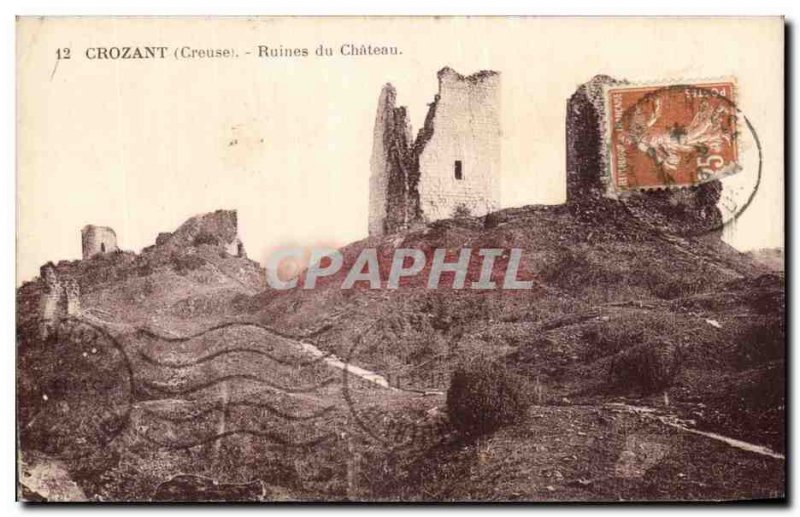 Old Postcard Crozant Ruins Du Chateau