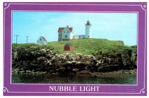 Nubble Light Cape Neddick Maine Coastal Vintage Lighthouse Postcard