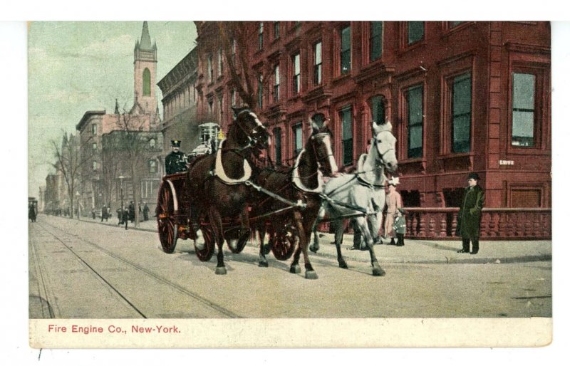 NY - NY City Fire Dept. Engine Co Enroute to Fire  ca 1907