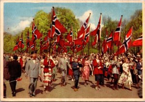 May 1th Constitution Day Children's Parade Oslo Norway Postcard  1955