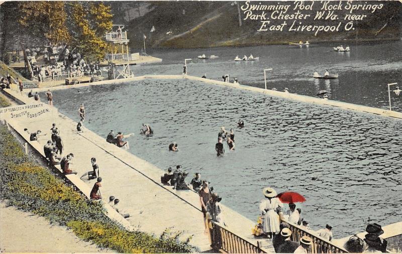 Chester West Virginia~Rock Springs Park-People @ Swimming Pool~c1910 Postcard