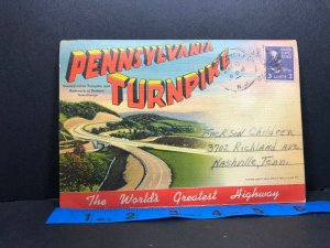 Pennsylvania Turnpike 1950s Highway Transportation Folder Vintage Postcard