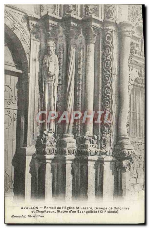 Old Postcard Avallon From Portal & # 39Eglise St Lazare Columns From Group An...