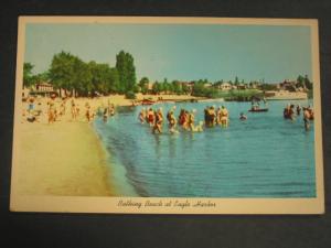 EAGLE HARBOR MICH Bathing Beach Old Postcard