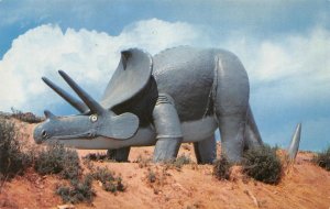 TRICERATOPS Dinosaur Park, Rapid City, SD Roadside 1950s Chrome Vintage Postcard