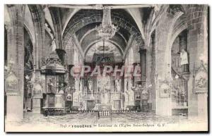 Old Postcard Fougeres Interior of I Church Saint Sulpice