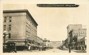 Postcard RPPC 1920s Montana Billings Broadway 1st Avenue automobiles 23-13046