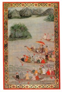 Hunting Party On A River Lake Old Indian Mughal Painting Postcard